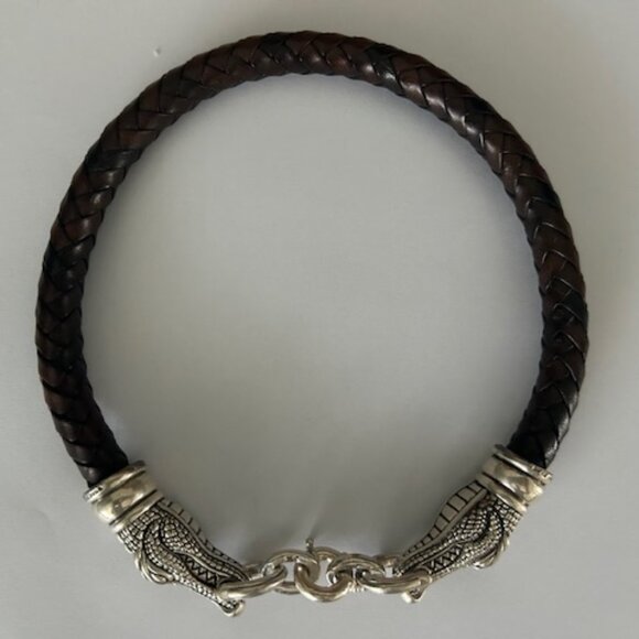 Vintage Barry Kieselstein Cord Leather Alligator Necklace with Sterling Silver - Picture 1 of 6